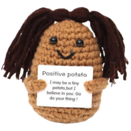 Potato With 3D Heart Handmade Crochet Doll - Lovely Gift with Different Cards for Emotional Support & Positivity