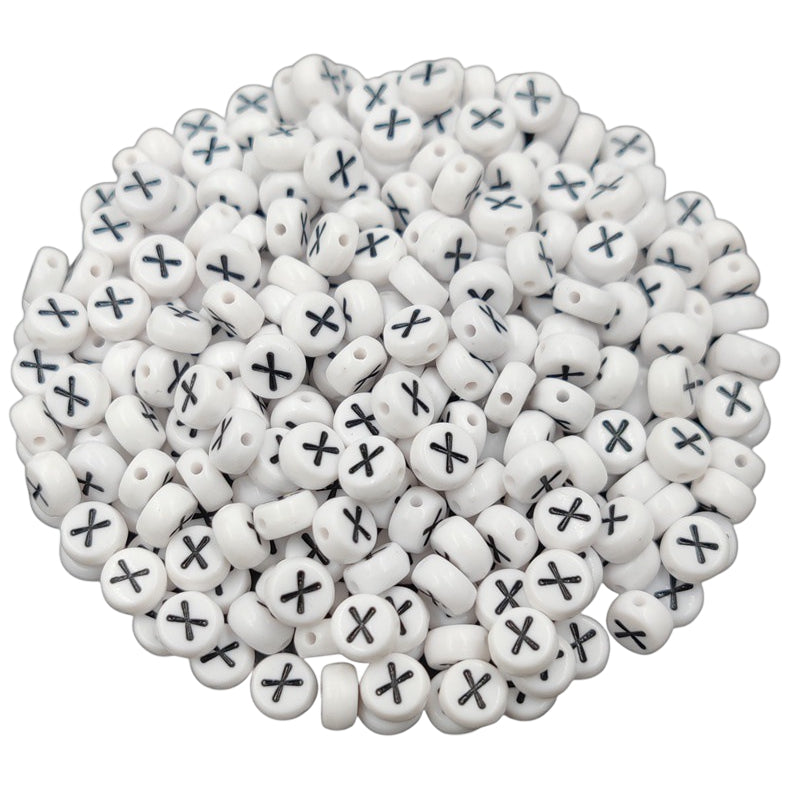 White Round Acrylic Alphabet Letter Beads for Bracelet and Jewelry Making 4x7mm, Pack of 300