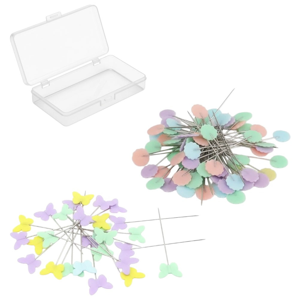 Flat Head Sewing Pins 2.16 Inch Straight Quilting Pins with Transparent Box for Crafts and Dressmaking
