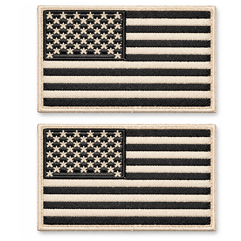 2 Pack Tactical USA Flag Patch 2x3 Inch Embroidered Regular and Reverse with Loop Backing