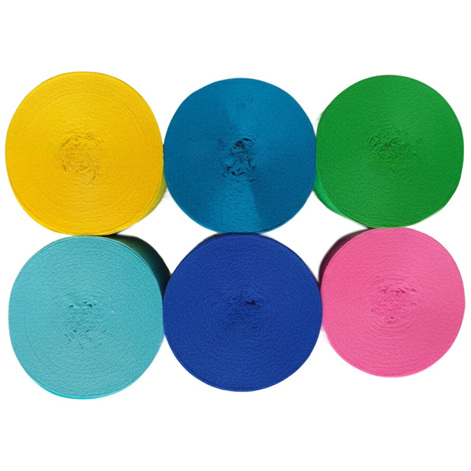 Crepe Paper Streamers 82ft Each Roll for Birthday, Wedding, and Party Decorations 1.77 Inch, Pack of 6