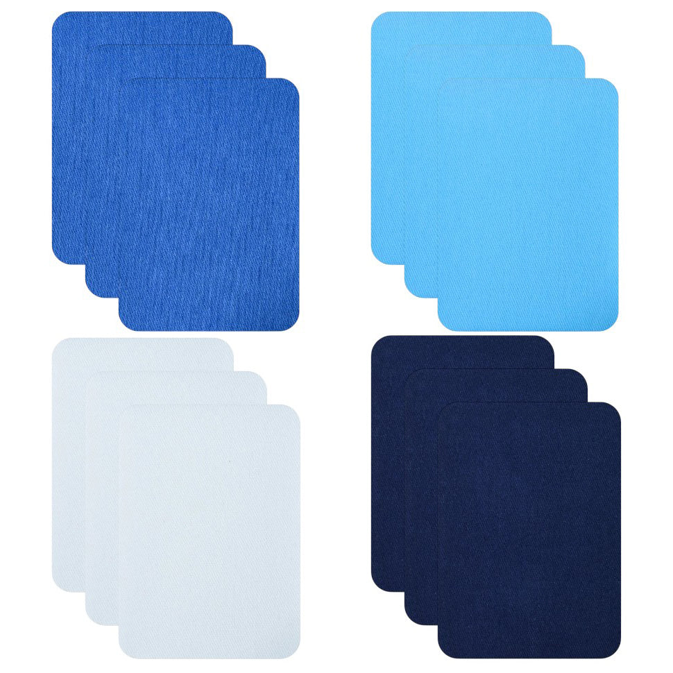 Cotton Iron-On Fabric Repair Patches for Clothing Inside and Outside with Strong Adhesive, Pack of 12