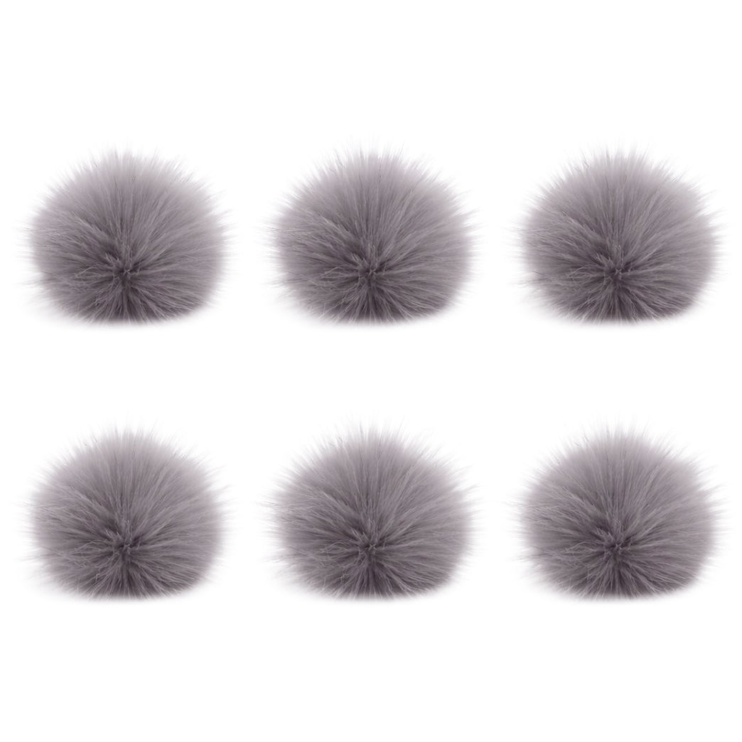 Faux Fox Fur Pom Poms 10 cm Furry Balls with Elastic Loops for Hats and Crafts, Pack of 6