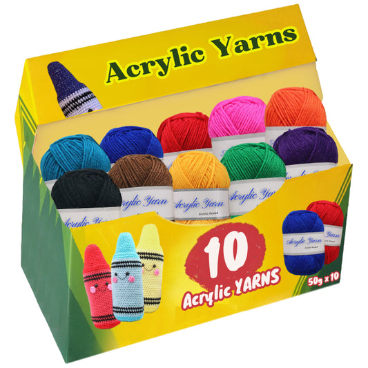 10pcs Set Worsted Acrylic Yarn – Soft Crochet and Knitting Yarn for Handcrafted Projects, 500 grams/17.63oz 1093.61 Yards