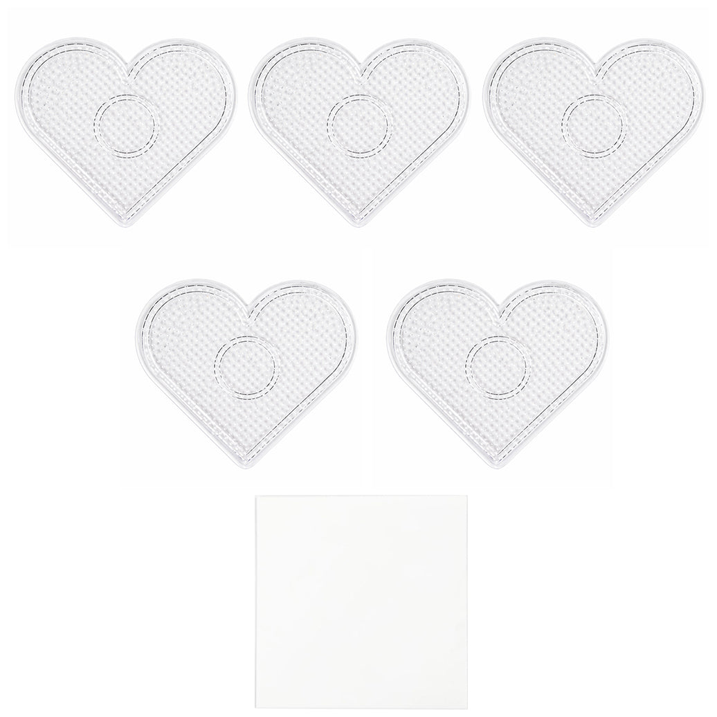 Clear Perler Beads Pegboard Basic Shapes Set with Iron Paper for Craft Projects and DIY Designs, Pack of 5