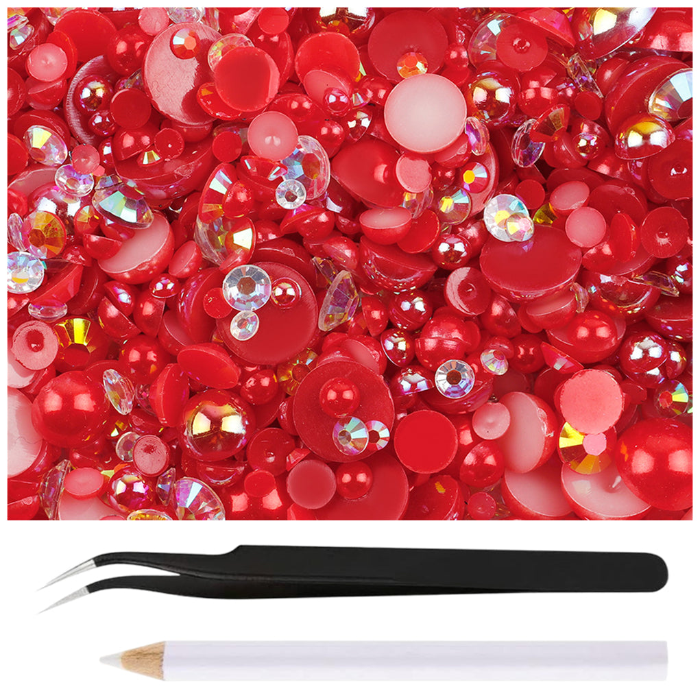 30g Mixed Flatback Rhinestones and Half Pearls for DIY Crafts Shoes Nails Tumblers Garments Bags