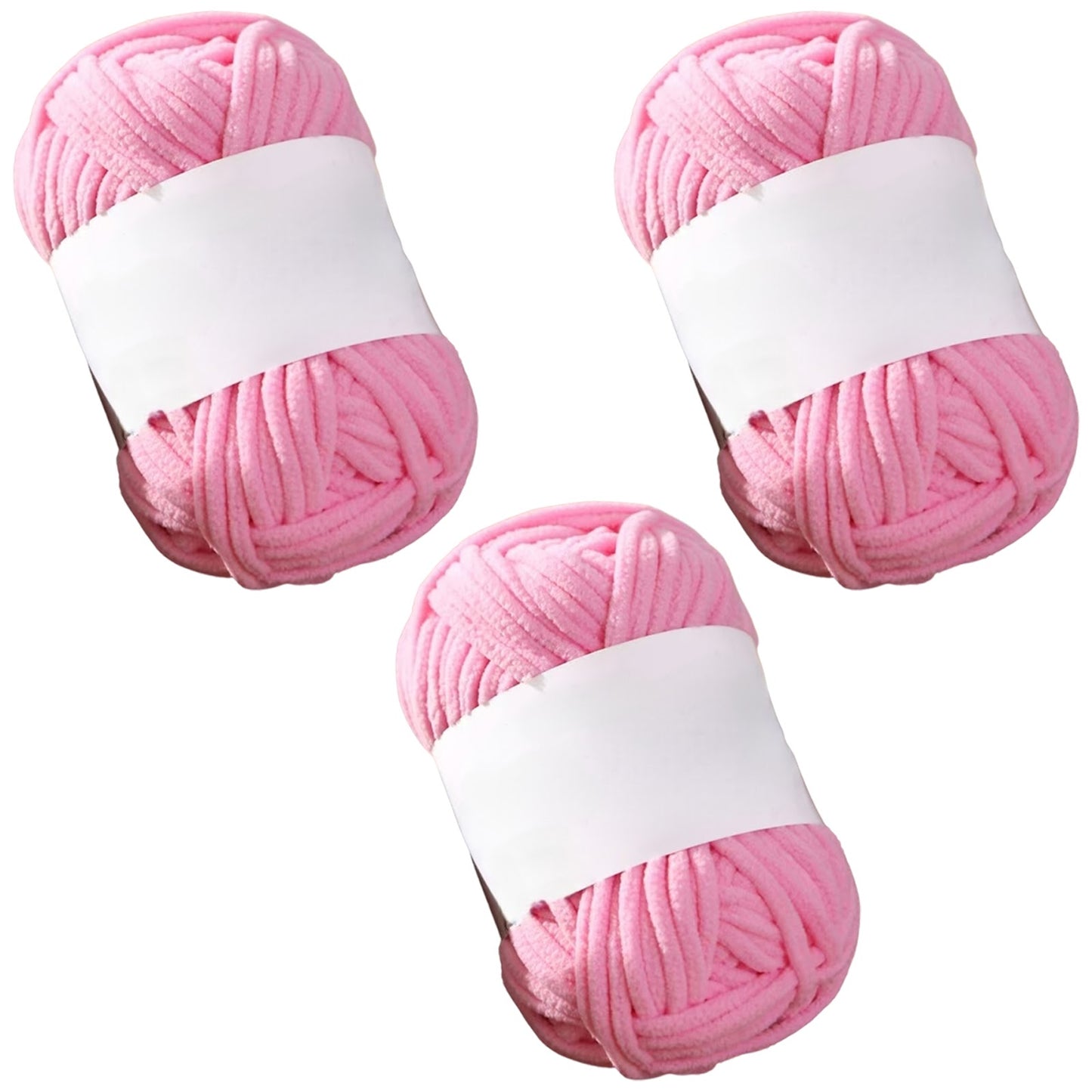 Soft Chenille Velvet Yarn for Crocheting Knitting Weaving Blankets and DIY Craft Projects 50 Grams/1.76oz 93 yards, Pack of 3