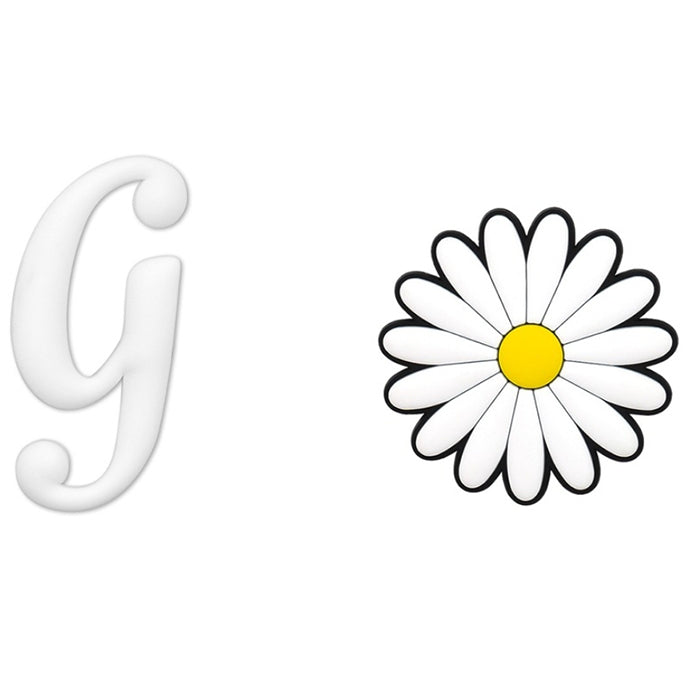 2pcs Letter and Flower Charms for Hand Bag, Decorative Alphabet Accessories Compatible with Rubber Tote