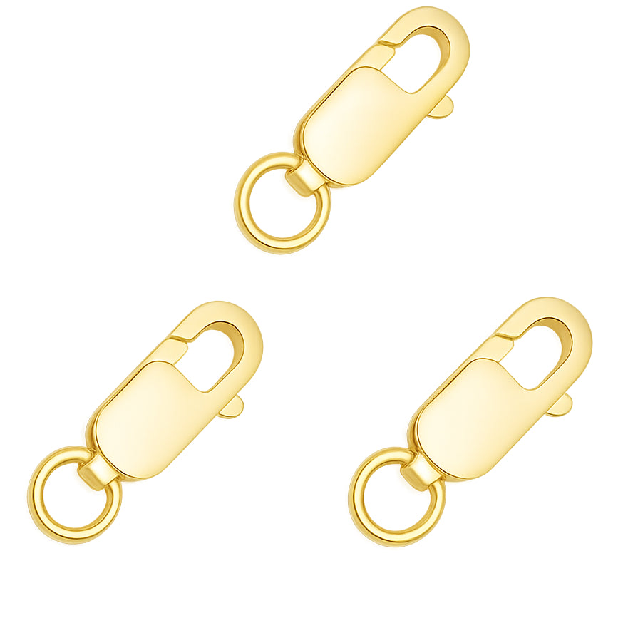 18K Gold Rectangle Lobster Claw Clasps with Jump Rings for DIY Jewelry Making, Hypoallergenic Nickel Free