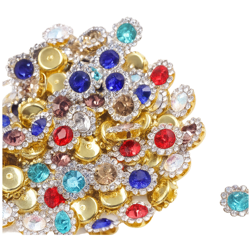 12mm Sew On Crystal Rhinestones with Metal Claw Base for Clothes, Shoes, and Crafts, Pack of 100