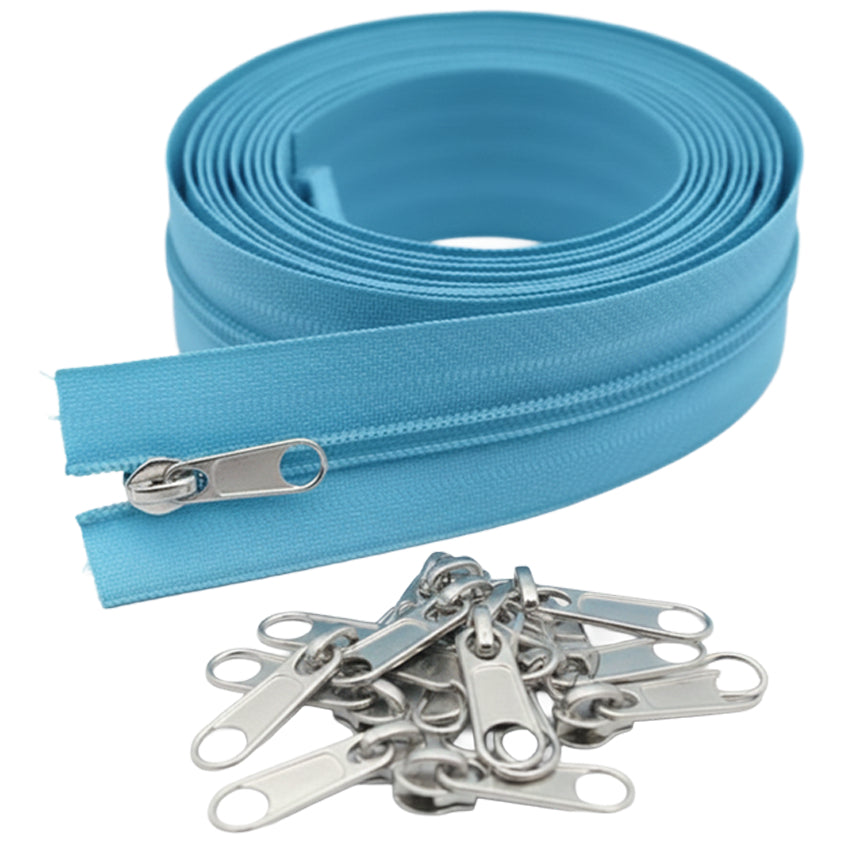 10 Yard Nylon Coil Zipper Roll with 25 Sliders Bulk Sewing Zippers for Bags Clothing Cushions and DIY Crafts