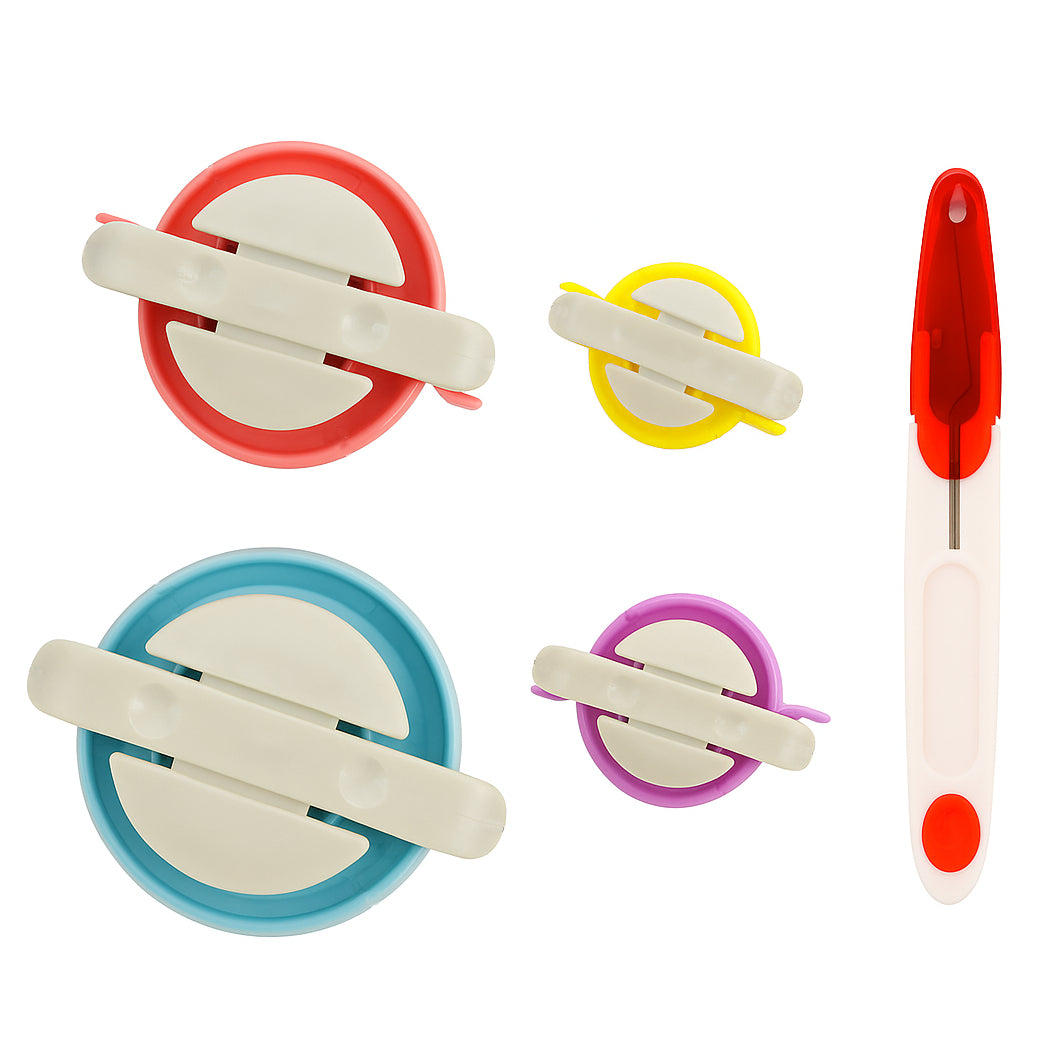 4 Size Pom Pom Maker Set with Cutter Scissors for DIY Yarn and Knitting Projects