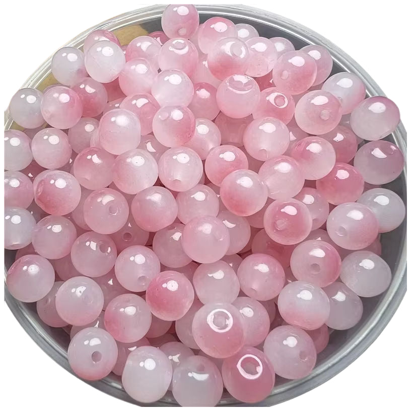8mm Glass Beads for Bracelet Design and DIY Jewelry Craft Projects, Pack of 100