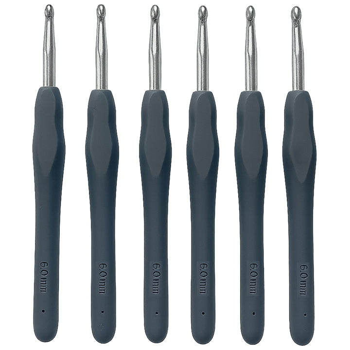 6pcs Aluminum Crochet Hooks with Soft Grip Ergonomic Handles for Knitting and DIY Yarn Crafts
