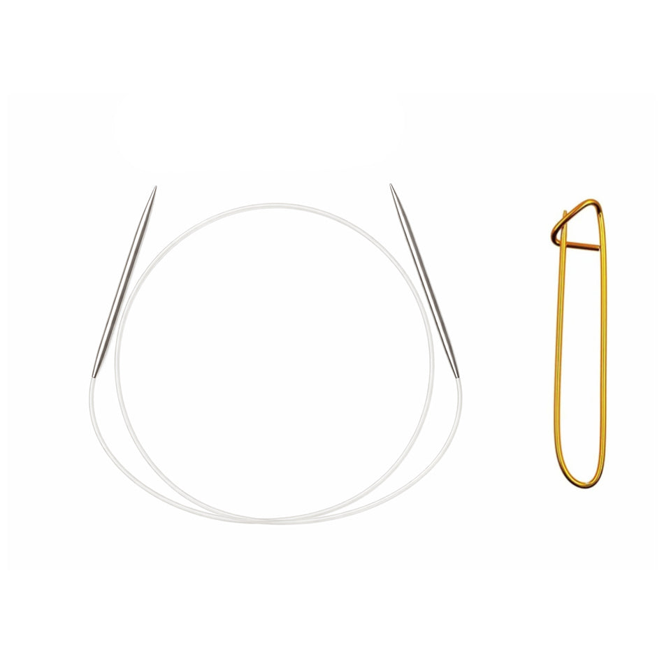 Stainless Steel Circular Knitting Needles with Stitch Holder for Hats Sleeves Scarves Baby Sweaters and Small Projects