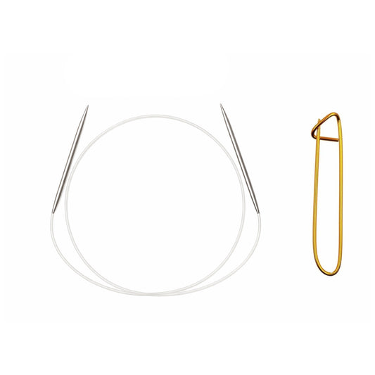 Stainless Steel Circular Knitting Needles with Stitch Holder for Hats Sleeves Scarves Baby Sweaters and Small Projects