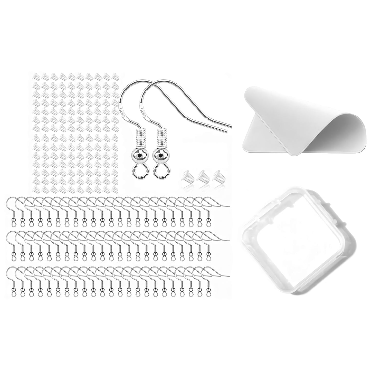 Hypoallergenic Earring Hooks Fish Ear Wires with Rubber Backs for Jewelry Making, Set of 120