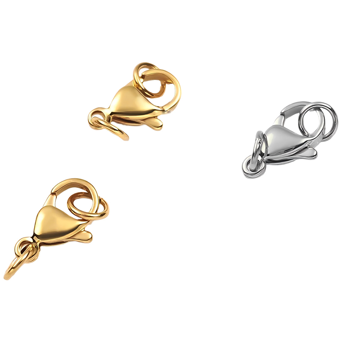 Lobster Claw Clasps with Jump Rings for Jewelry Making Necklace and Bracelet Closures, Pack of 3