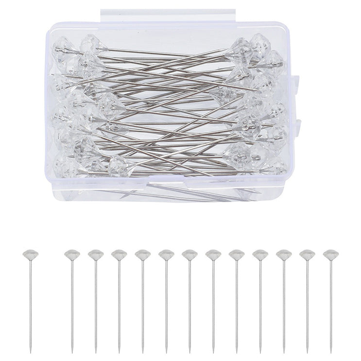 Crystal Head Diamond Bouquet Pins Nickel Plated Stainless Steel Corsage Pins for Wedding Bouquets and DIY Crafts