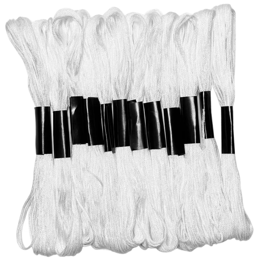 White Embroidery Floss Set,12 Skeins 8.75 Yards Cotton Polyester Thread for Cross Stitch & Crafts