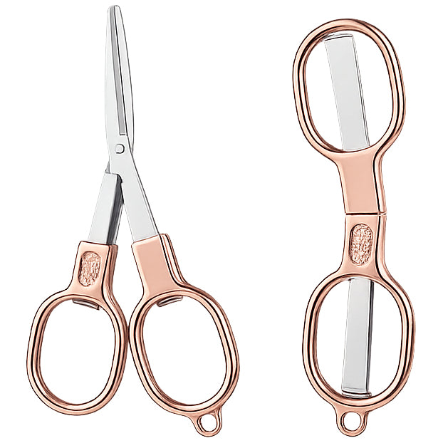 Folding Stainless Steel Mini Travel Scissors Portable Safety Pocket Scissors for Home Office Craft and Outdoor Use, Pack of 2