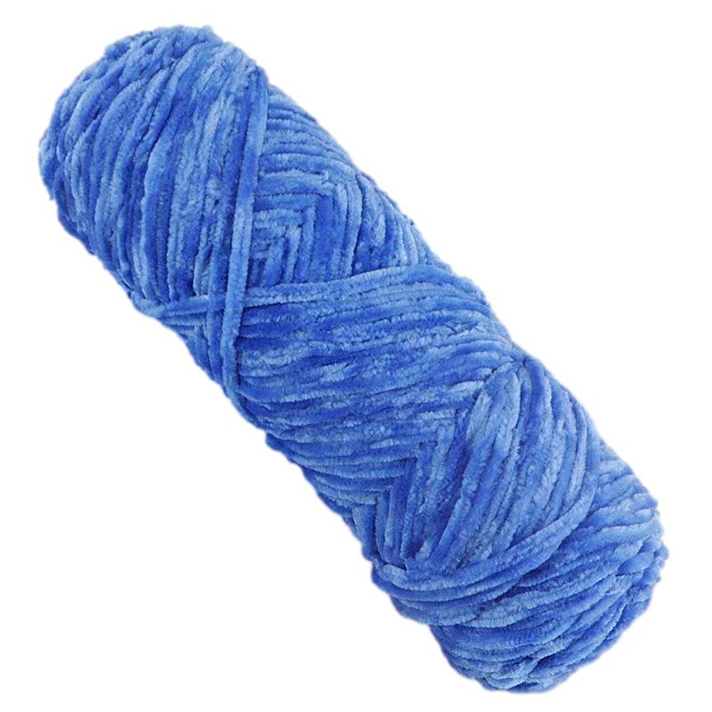 Royal Blue Thick Chenille Yarn for Knitting/Crochet, #5 Weight (120 Yards)