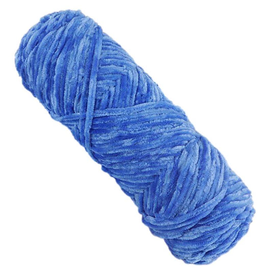 Royal Blue Thick Chenille Yarn for Knitting/Crochet, #5 Weight (120 Yards)