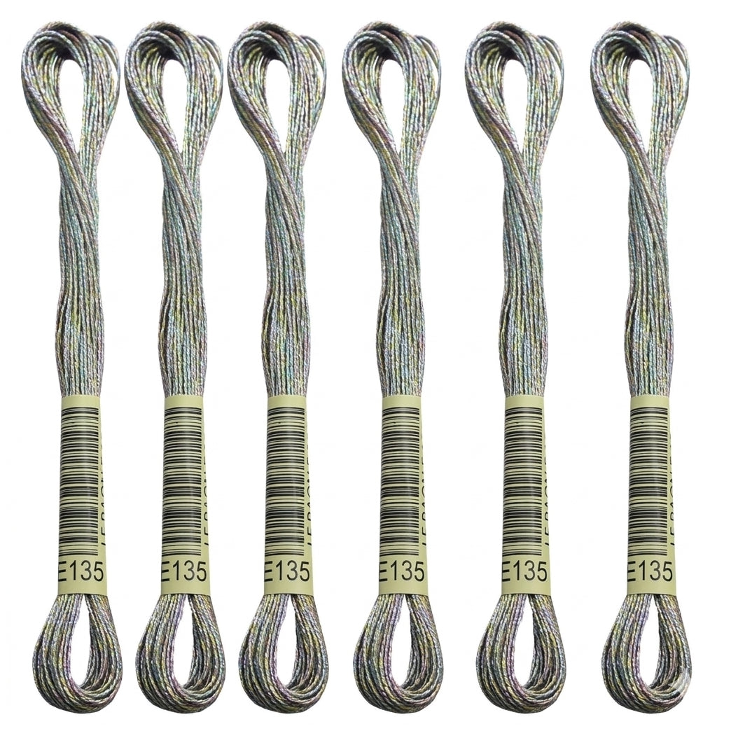 6-Skein Metallic Embroidery Floss for Cross Stitch, Friendship Bracelets, String Art, and DIY Crafts