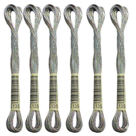 6-Skein Metallic Embroidery Floss for Cross Stitch, Friendship Bracelets, String Art, and DIY Crafts