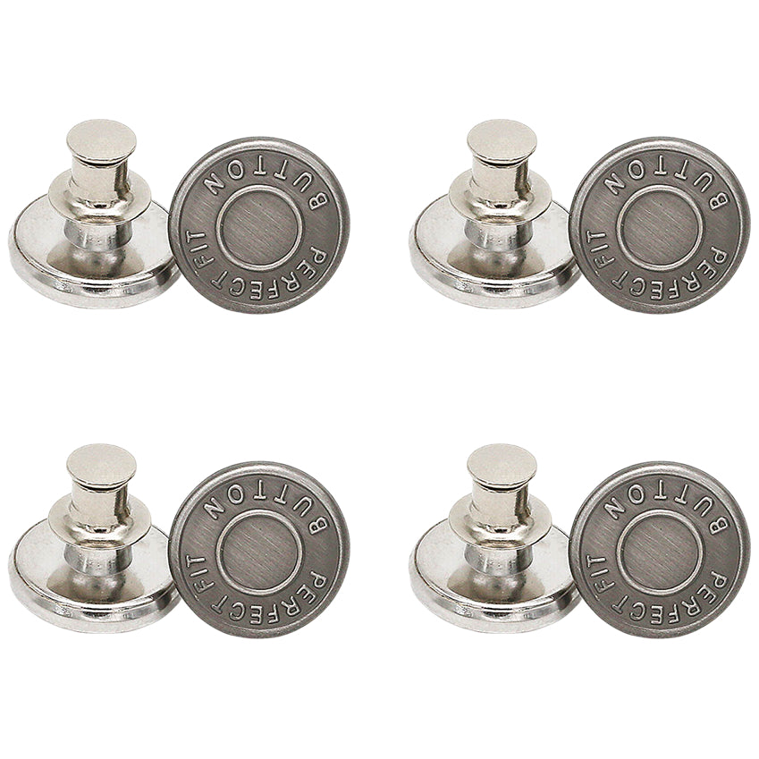 No Sew Adjustable Jeans Button Pins for Pants and Clothing Repair, Set of 4
