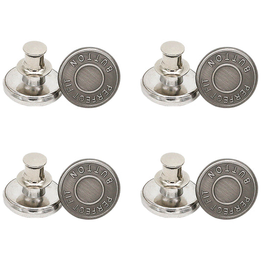 No Sew Adjustable Jeans Button Pins for Pants and Clothing Repair, Set of 4