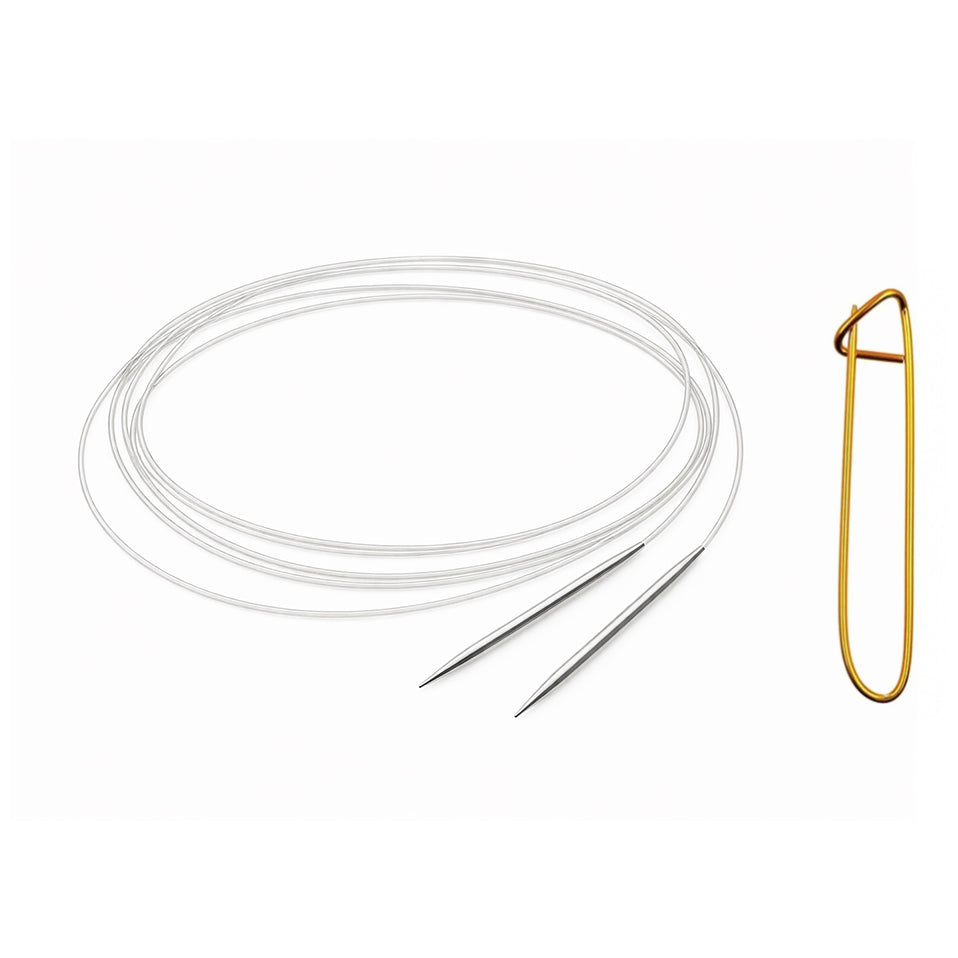 Stainless Steel Circular Knitting Needles with Stitch Holder for Hats Sleeves Scarves Baby Sweaters and Small Projects