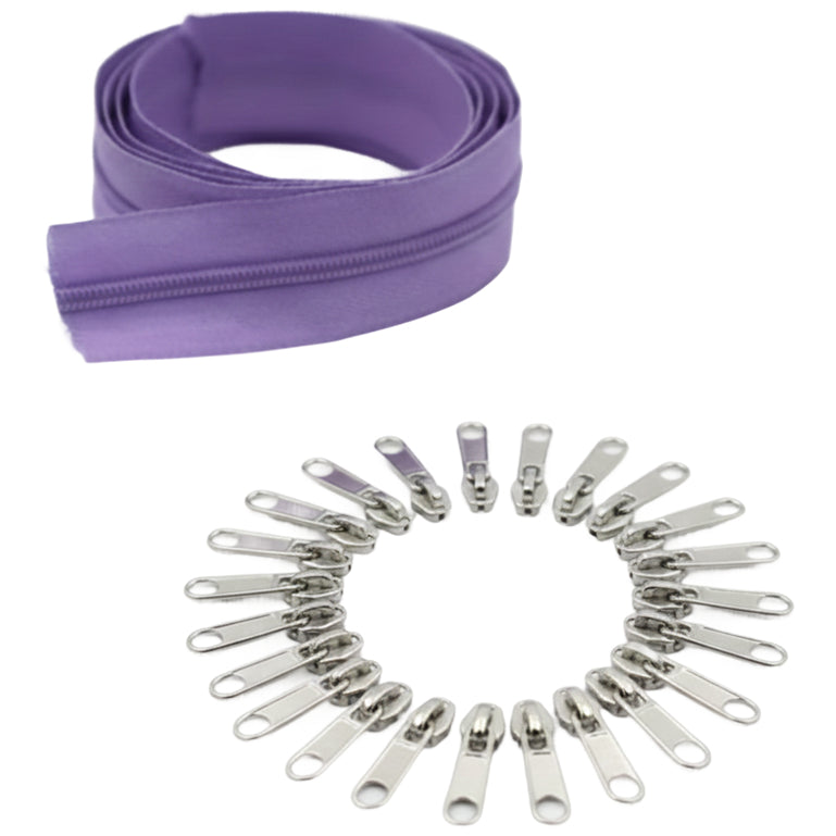 10 Yard Nylon Coil Zipper Roll with 25 Sliders Bulk Sewing Zippers for Bags Clothing Cushions and DIY Crafts