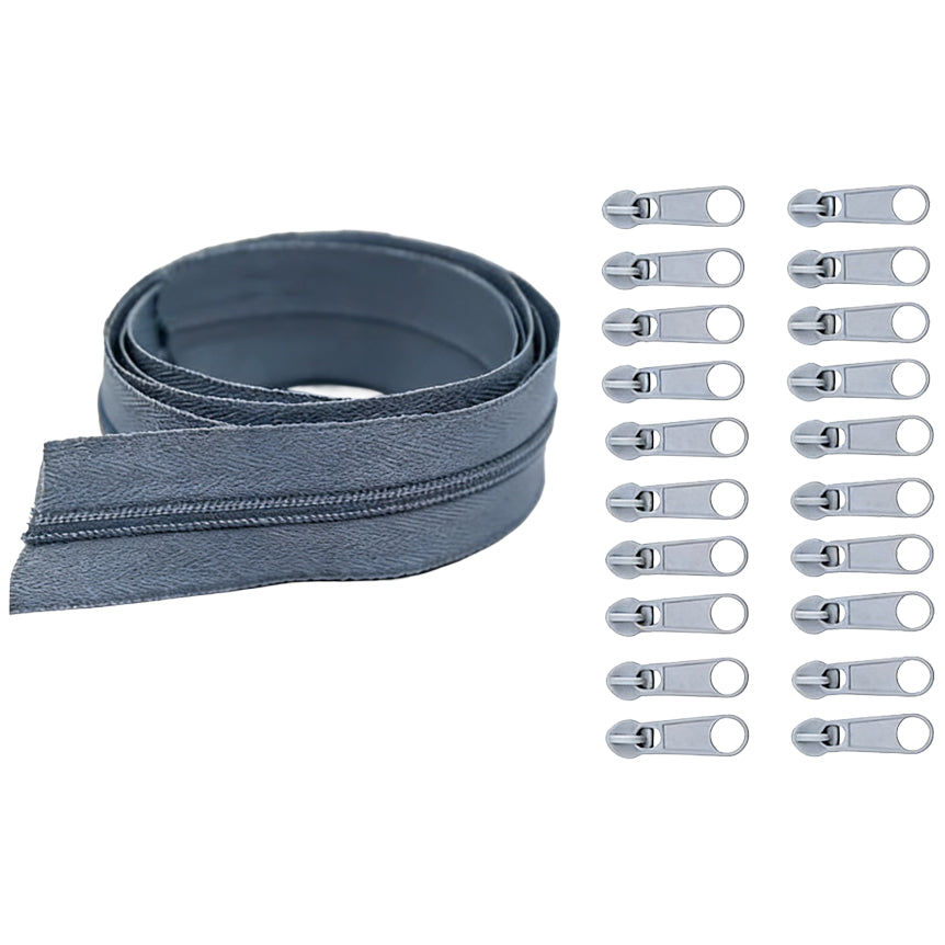 Nylon Coil Zipper 10 Yards with 20 Sliders for DIY Sewing Bags Garments and Crafts