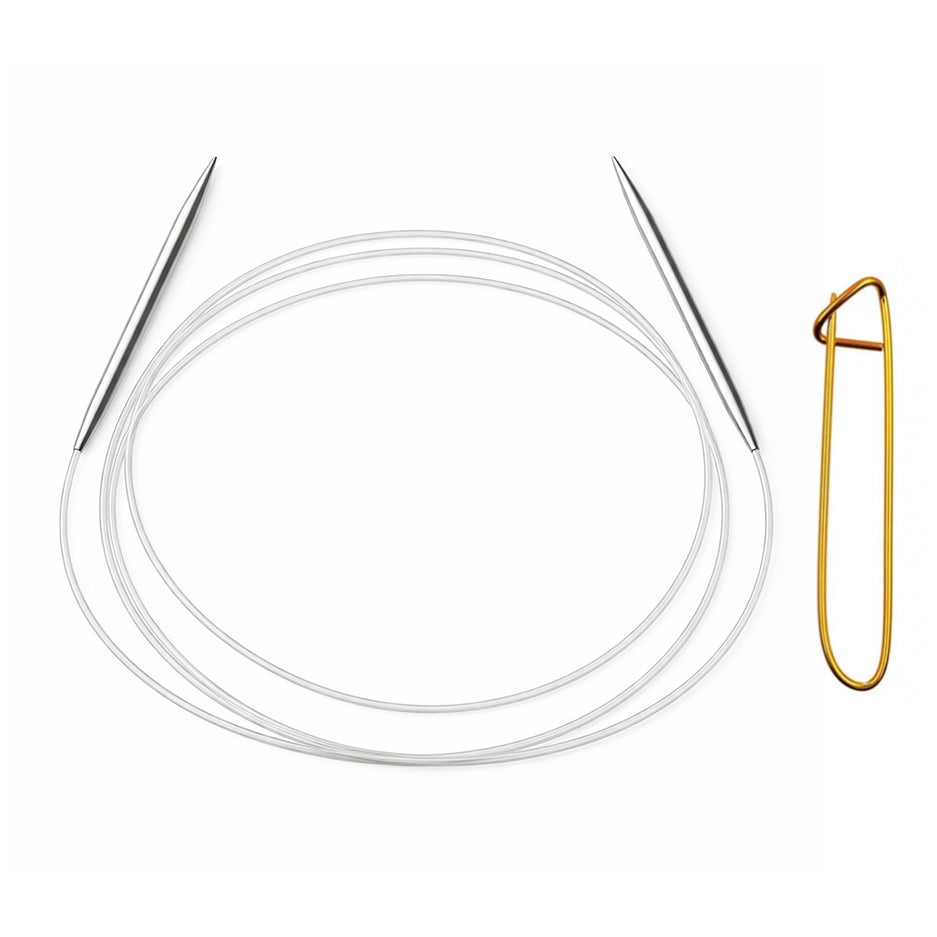 Stainless Steel Circular Knitting Needles with Stitch Holder for Hats Sleeves Scarves Baby Sweaters and Small Projects