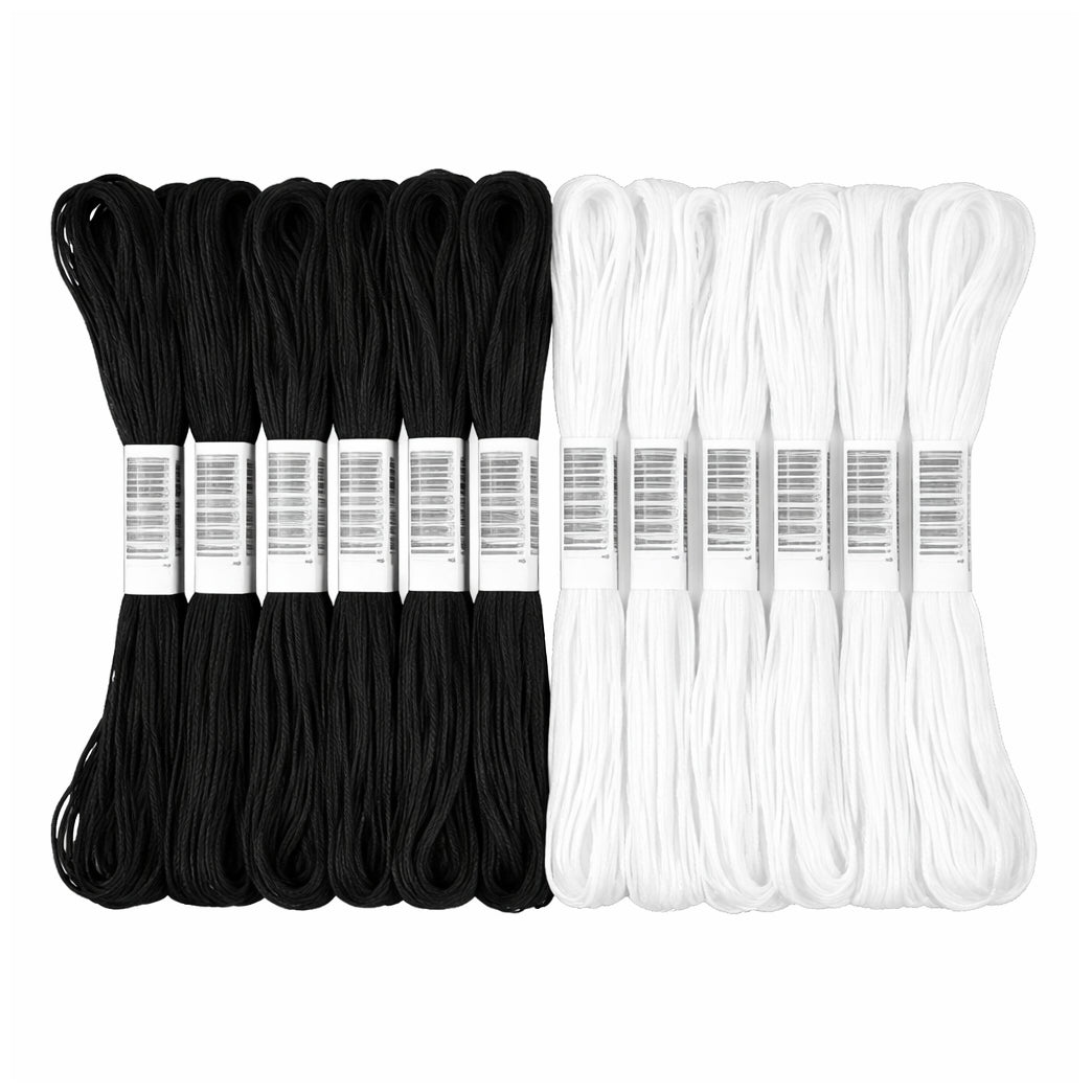 12 Skeins Embroidery Floss 6 Ply Polyester Variegated Threads 105 Yards for Cross Stitch Bracelet Knitting Craft
