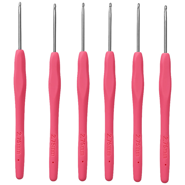 6pcs Aluminum Crochet Hooks with Soft Grip Ergonomic Handles for Knitting and DIY Yarn Crafts