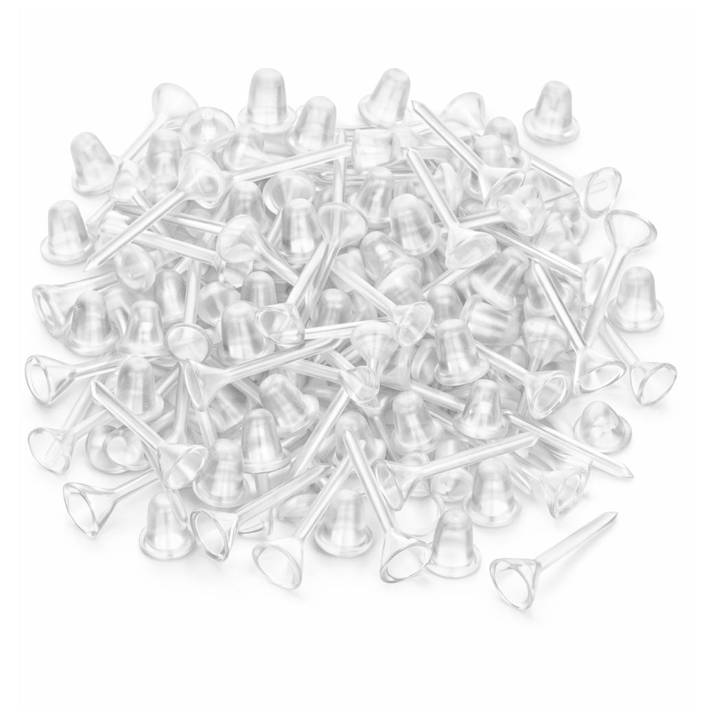 Clear Plastic Stud Earrings for Sports and Work Invisible Retainers for Sensitive Ears
