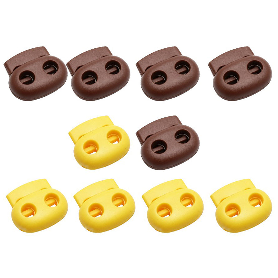 Double Hole Plastic Spring Cord Lock Toggles for Drawstrings Paracord Shoelaces and Elastic Bungee Rope
