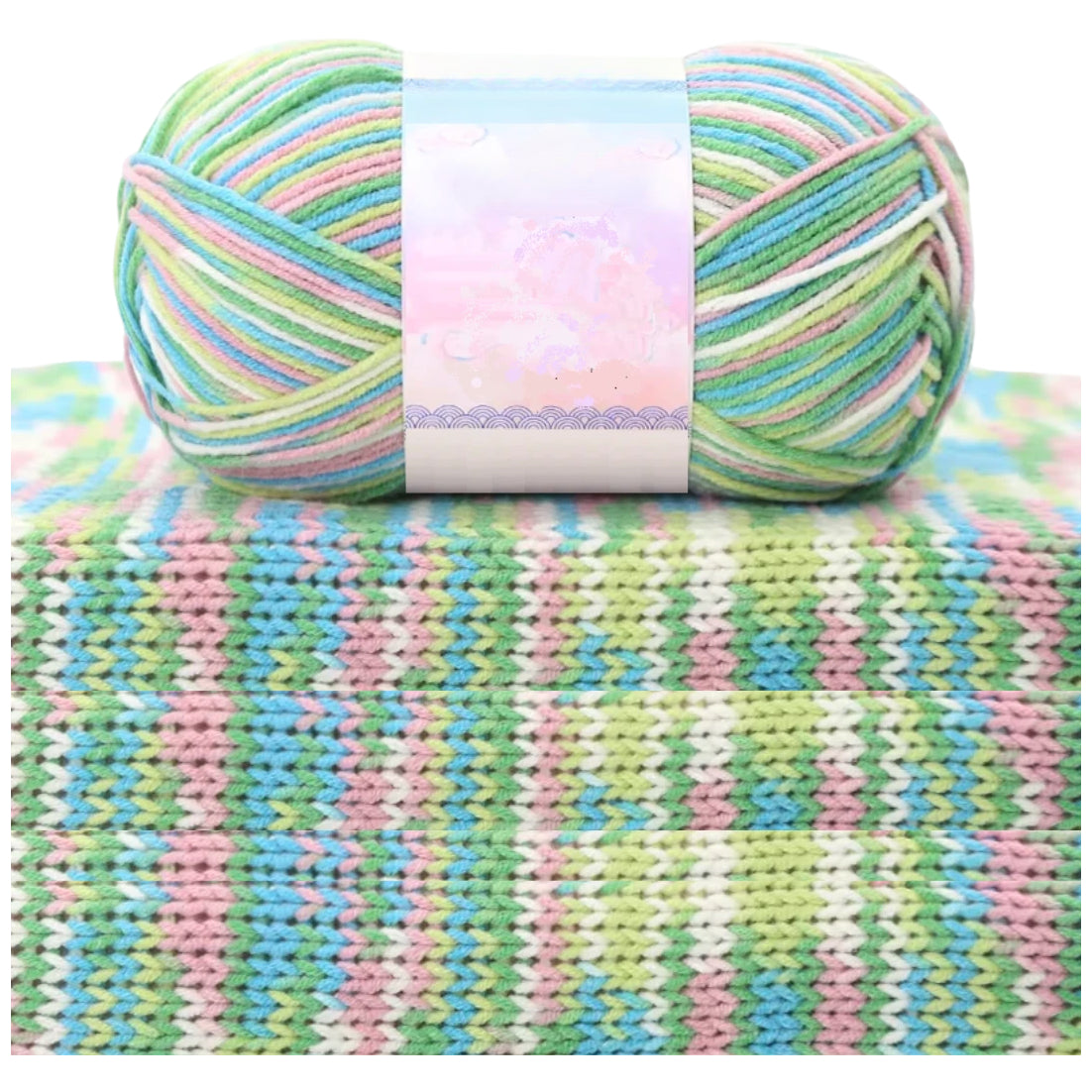 1.5mm Multicolored Fancy Yarn for Knitting & Crocheting Sweaters, Scarves & DIY Crafts, 50 Grams/1.76oz 175 yards