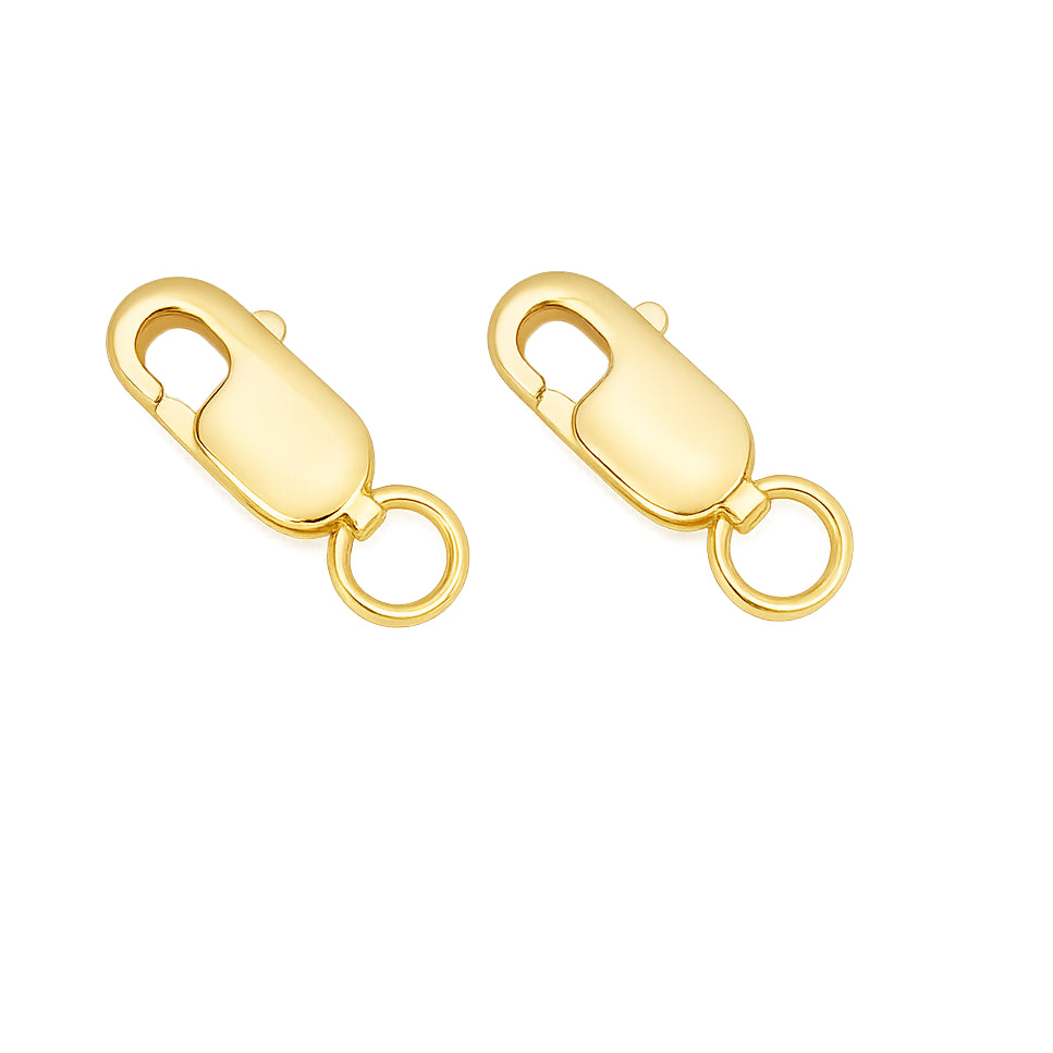 18K Gold Rectangle Lobster Claw Clasps with Jump Rings for DIY Jewelry Making, Hypoallergenic Nickel Free