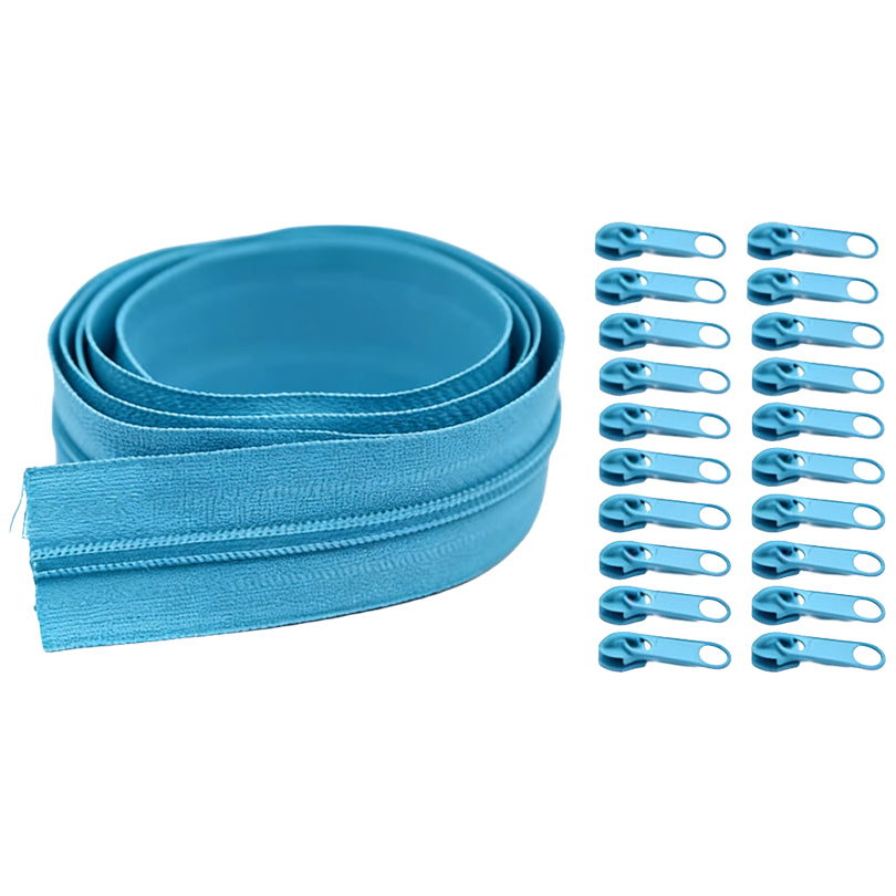 Nylon Coil Zipper 10 Yards with 20 Sliders for DIY Sewing Bags Garments and Crafts