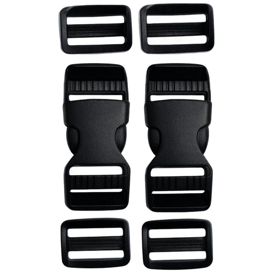 Heavy Duty Plastic Side Release Buckles and Tri Glide Slides for Backpacks and Webbing Straps