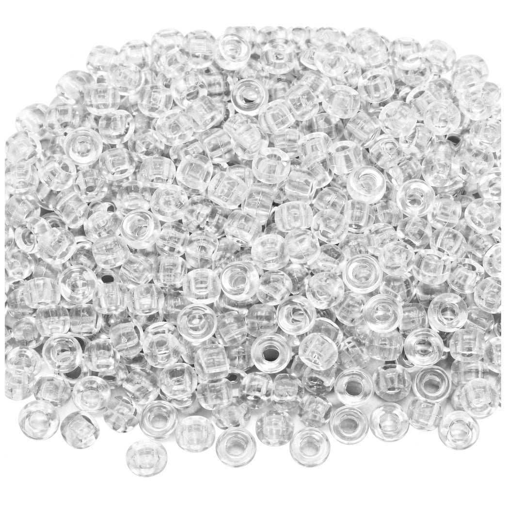 Plastic Pony Beads 6x9mm for Hair Braiding Bracelets Keychains and DIY Crafts, Pack of 300