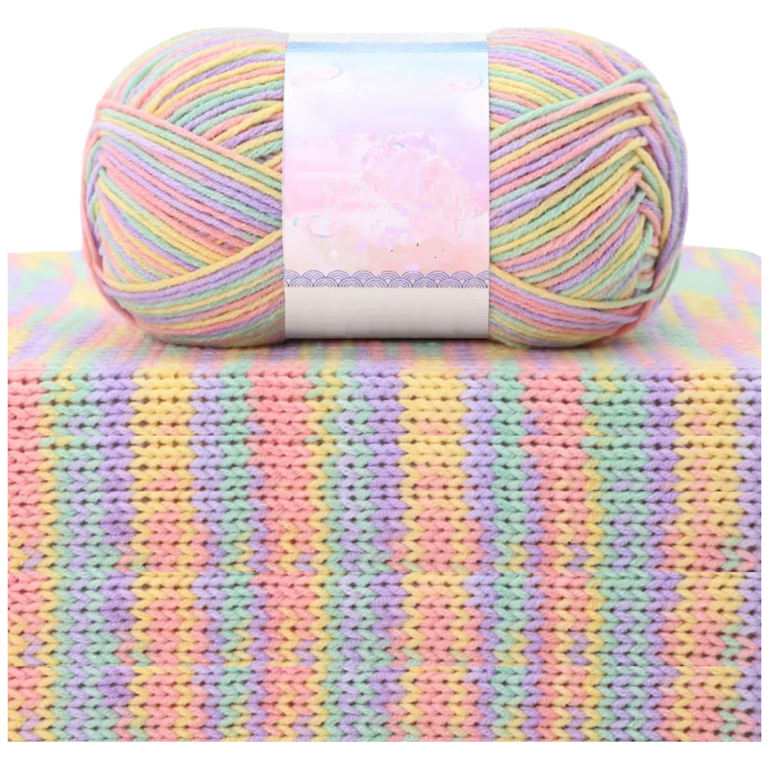 1.5mm Multicolored Fancy Yarn for Knitting & Crocheting Sweaters, Scarves & DIY Crafts, 50 Grams/1.76oz 175 yards