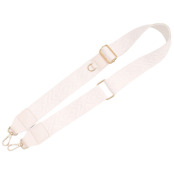 Adjustable Purse Strap With Crazy Horse Leather Ends and Jacquard Embroidery
