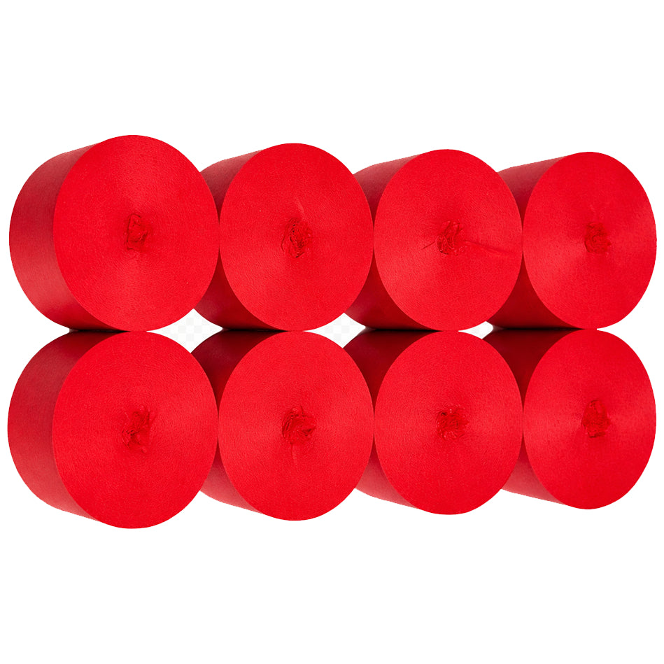 Crepe Paper Streamers 82ft Each Roll for Birthday, Wedding, and Party Decorations 1.77 Inch, Pack of 8
