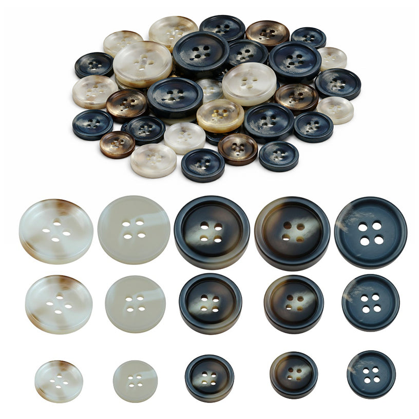 Mixed Sewing Buttons 4 Hole Resin Buttons 15mm 20mm 25mm for Clothing and Crafts, Pack of 110
