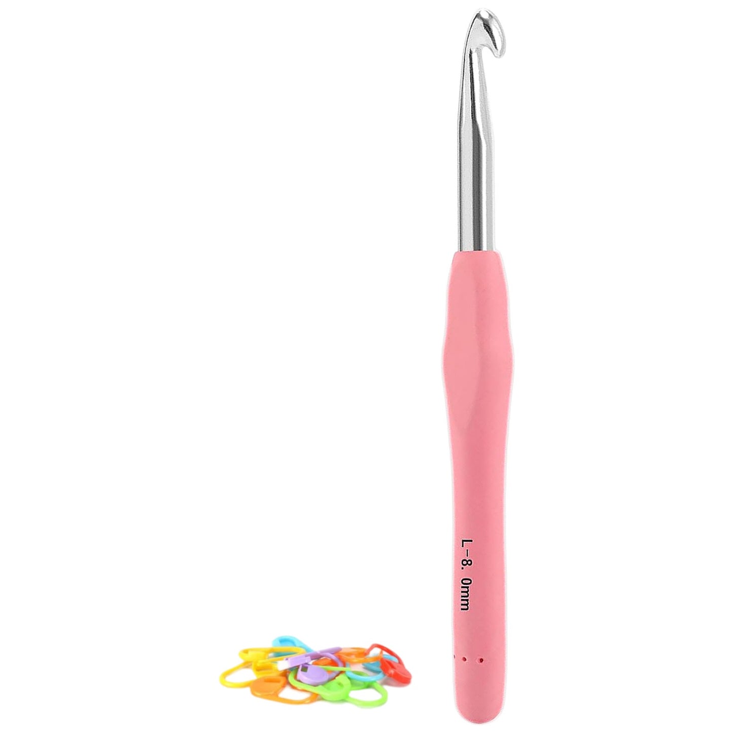 Extra Long Crochet Hook Ergonomic Anti Slip Handle with Stitch Markers for Knitting Crochet