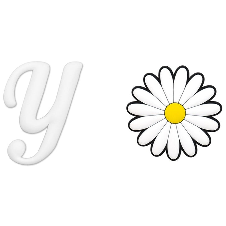 2pcs Letter and Flower Charms for Hand Bag, Decorative Alphabet Accessories Compatible with Rubber Tote